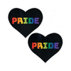 Pastease Pride Rainbow Black O-S - Heart-Shaped Nipple Pasties for Women, Men, and Non-Binary Individuals - Handcrafted in the USA - Latex-Free, Waterproof Adhesive - Perfect for Concealing o - Adult Naughty Store