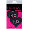 Pastease Let's F*ck Hearts Black O-S Pasties - Sensual Heart-Shaped Nipple Covers for Women - Model: Black Heart with Pink Let's Fuck - Size: One Size - Enhance Your Intimate Moments with Pla - Adult Naughty Store