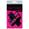 Pastease Liquid Black Cross with Pink Fuck Me Nipple Pasties - Handmade USA - O-S Size - Adult Naughty Store