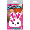 Pastease Bunny White Pasties - Handmade Eco-fi Felt Nipple Covers for Women - Model BWP-001 - Heart Nose, Ears & Bow Design - 2.6