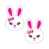 Pastease Bunny White Pasties - Handmade Eco-fi Felt Nipple Covers for Women - Model BWP-001 - Heart Nose, Ears & Bow Design - 2.6