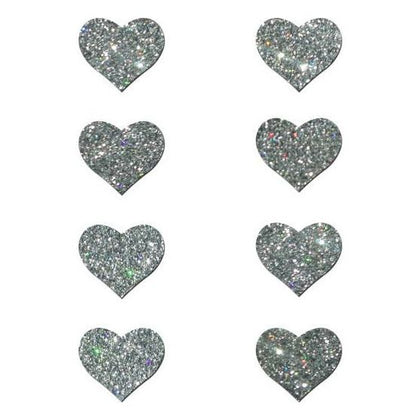 Pastease Mini Glitter Hearts Silver Pack Of 8 Pasties - Adult Naughty Store