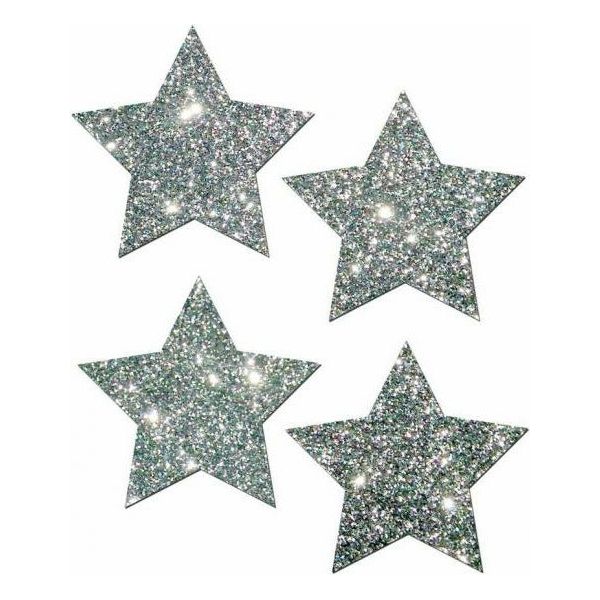 Petites Silver Glitter Star O-S 2 Pack Pasties - Sparkling Intimate Accessories for Alluring Nipple Coverage