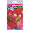 Glitter Pleather Peek A Boob Hearts Pasties - Red, Model PPG-101, Women's Nipple Covers, Intimate Pleasure Accessory, 2.8