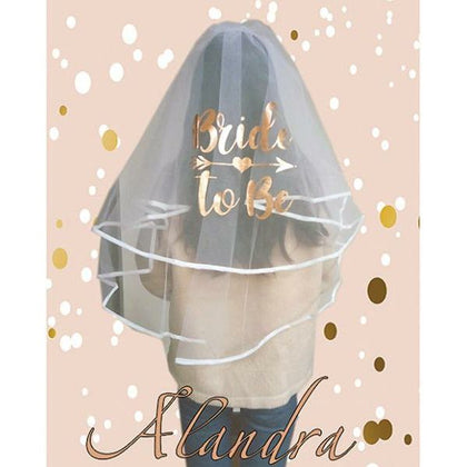 Rose Gold Bride to Be Luxury Veil - Elegant and Glamorous Sash with Metallic Script Foil in Gold