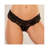 Adore Chiqui Love Black O-S Women's Sheer Floral Lace Thong Panty - Model CLB-001 - Intimate Pleasure - One Size Fits Most (Waist 26