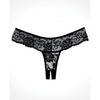 Adore Chiqui Love Black O-S Women's Sheer Floral Lace Thong Panty - Model CLB-001 - Intimate Pleasure - One Size Fits Most (Waist 26