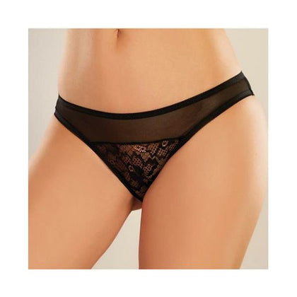 Adore Just A Rumor Women's Black Sheer Mesh Open Crotch Bikini Panty O-s - Adult Naughty Store