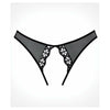 Adore Mirabelle Plum Panty Black O-S: Sensual Sheer Mesh Open Crotch Bikini Panty for Women, Model MM-110, Black, One Size, Waist 26