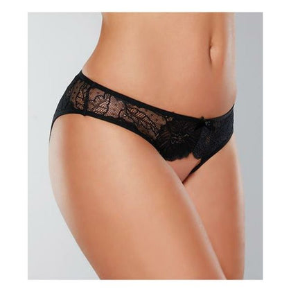 Allure Lingerie Adore Kiss Mesh & Lace Open Panty Black O-s - Sensual Women's Intimate Apparel for Seductive Bedroom Play - Model AKMLP-BLK-O - One Size Fits Most - Adult Naughty Store