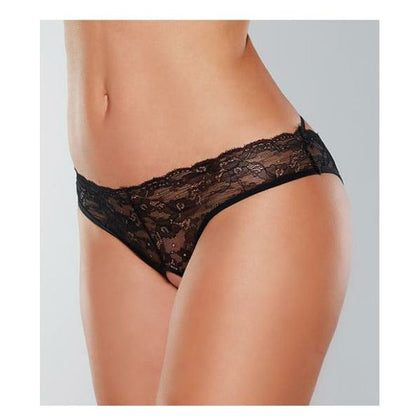 Allure Lingerie Crush Lace Open Panty - Model ACLOP-BLK - Women's Intimate Apparel for Sensual Pleasure - One Size (34