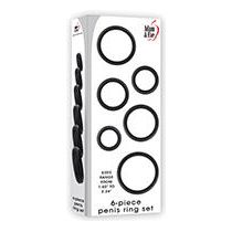 Adam & Eve Silicone Penis Ring Set - Model 6PC-BLK - Male - Enhance Erections & Stimulate Balls - Black