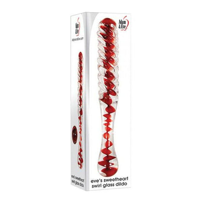 Adam & Eve Sweetheart Swirl Glass Dildo - Model S-8 - Women's Intense G-Spot and Clitoral Stimulation - Clear-Red