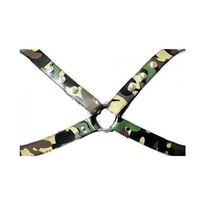 Sensual Sin Leather X Harness Camo L-XL: The Ultimate Camouflage Leather Harness for Men's Pleasure