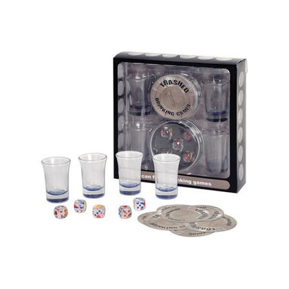 Beistle Trashed - Assorted Drinking Games: A Fun-filled Set with 4 Shot Glasses and 5 Dice
