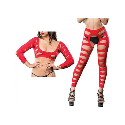 Beverly Hills Naughty Girl Crotchless Leggings BH-CL-001 Women's Red One Size Fits Most (O/S)