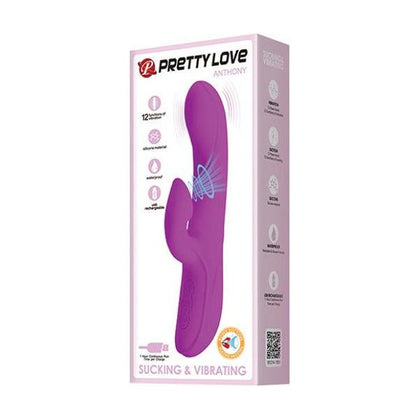 Pretty Love Anthony Sucking Rabbit - 12 Functions | Rechargeable Silicone Dual Pleasure Vibrator - Model AN-12 | For Women | Clitoral and G-Spot Stimulation | Lavender