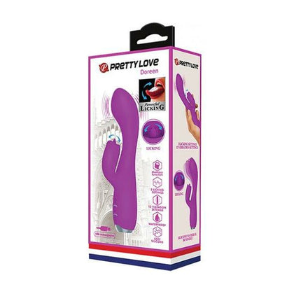 Introducing the Pretty Love Doreen Licking Rabbit Vibrator - Model DL-5001 - For Women - G-Spot and Clitoral Stimulation - Fuchsia