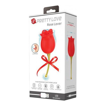 Pretty Love Rose Lover RL-001 Dual Ended Licking Vibrator for Women - Intense Oral-like Stimulation - Rose - Adult Naughty Store