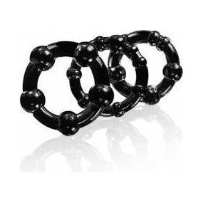 Blush Novelties Stay Hard Beaded Cock Rings - BCR-3 Black, Male Pleasure Enhancer - Adult Naughty Store