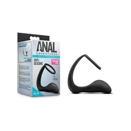 Blush Anal Adventures Platinum Silicone Cock Ring Plug - Model BCRP-01 - Male Prostate Stimulation - Black