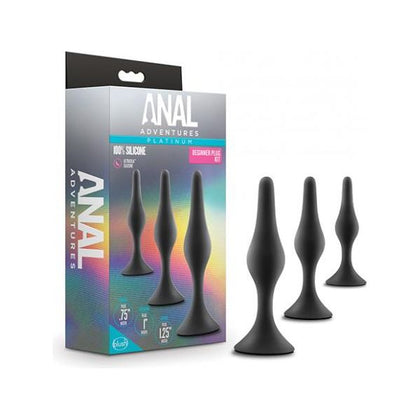 Blush Anal Adventures Platinum Silicone Beginner Plug Kit - Black - Adult Naughty Store