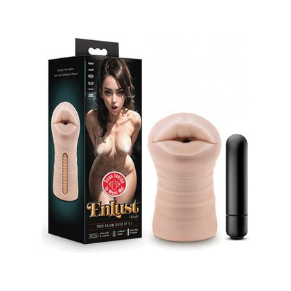 Introducing the Enlust Blush Mouth Stroker with Vibrating Bullet - Nicole AI Partner Model 2021 | Male Masturbator | Oral & Throat Simulation | Mystic Midnight Blue