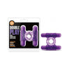 Introducing the PleasureMax Double Play Dual Vibrating Cock Ring in Sensational Purple - Adult Naughty Store