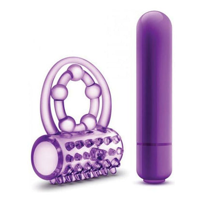 Introducing the PleasureMax Player Vibrating Double Strap Cock Ring Purple - The Ultimate Couples' Pleasure Enhancer
