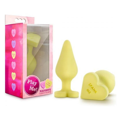 Introducing the Playful Pleasures Naughty Candy Hearts Yellow Butt Plug - Model NC-1234B: A Delightful Anal Toy for Lighthearted Fun!