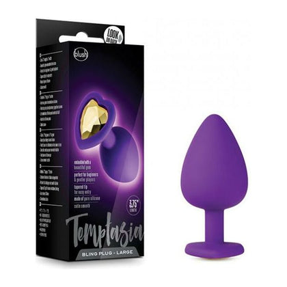 Temptasia Bling Plug W-Gem Small - Purple: A Luxurious Heart-Shaped Silicone Anal Plug for Sensual Pleasure - Adult Naughty Store