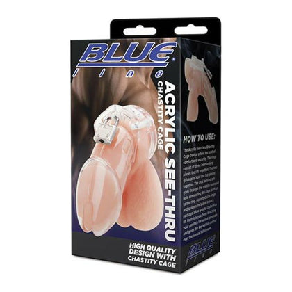 Blue Line Acrylic See-thru Chastity Cage - Clear: The Ultimate Transparent Lockdown Device for Men's Chastity Play