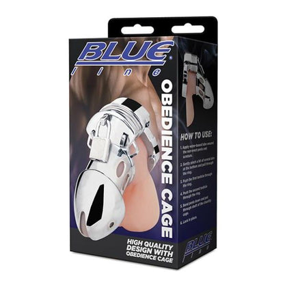 Blue Line Obedience Cage - Silver: The Ultimate Male Chastity Device for Controlled Pleasure and Denial