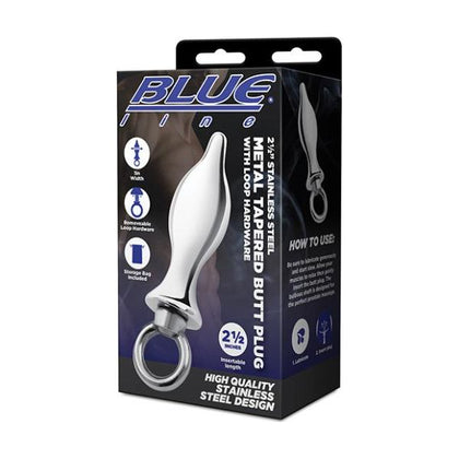 Introducing the Blue Line Stainless Steel Tapered Butt Plug with Loop Hardware - Model 2.5