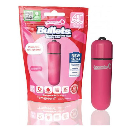 Screaming O 4T Bullet - High Pitch Treble Vibrating Strawberry Pleasure Toy for All Genders (Model 4T-SPB001)