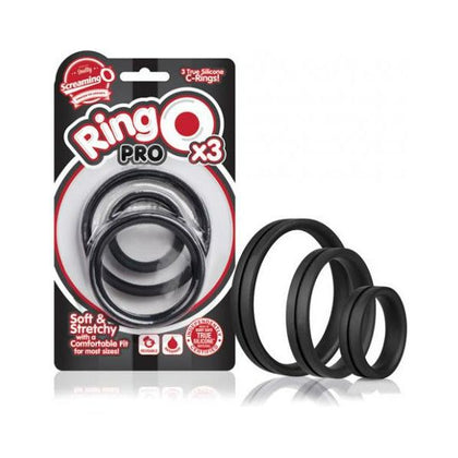Screaming O RingO Pro X3 Black Silicone Cock Ring Set - Enhance Pleasure for Men - Multi-size Pack