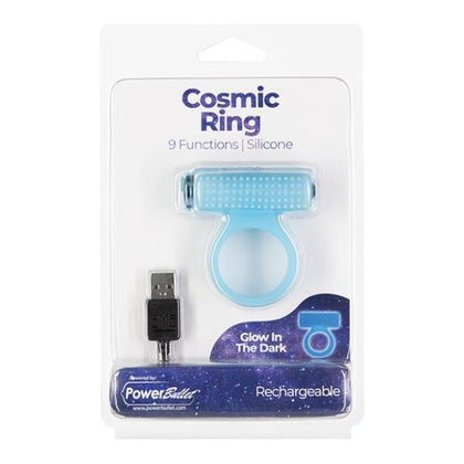 PowerBullet Cosmic Cock Ring W-Rechargeable Bullet - Model CC-9G - Clitoral Stimulation - Glow in the Dark - Adult Naughty Store