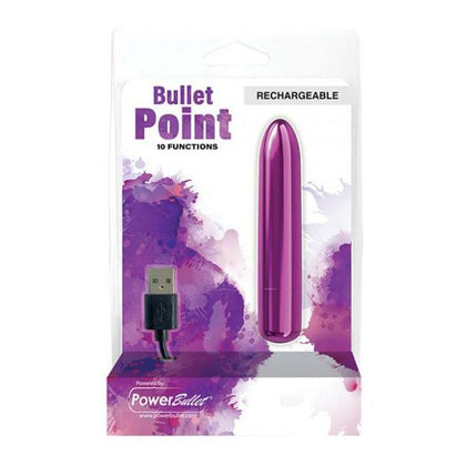 PowerBullet Rechargeable Bullet Point 10-Function Vibrator for Targeted Pleasure - Model PB-RBP-10P - Unisex - Clitoral and G-Spot Stimulation - Purple - Adult Naughty Store