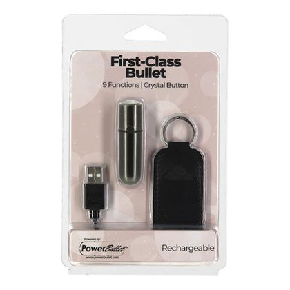 BMS First Class Mini Rechargeable Bullet W-Crystal 9 Functions Gun Metal - Unleash Intense Pleasure in Style! - Adult Naughty Store