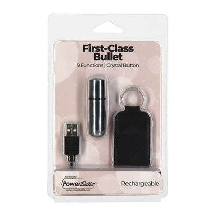 Introducing the Luxe Pleasure Co. First Class Mini Rechargeable Bullet W-Crystal - Model 9S, Silver - Adult Naughty Store