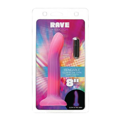 Addiction Rave Glow-In-The-Dark Silicone Dong - Model 8, Pink-Purple, Unisex Pleasure - Adult Naughty Store