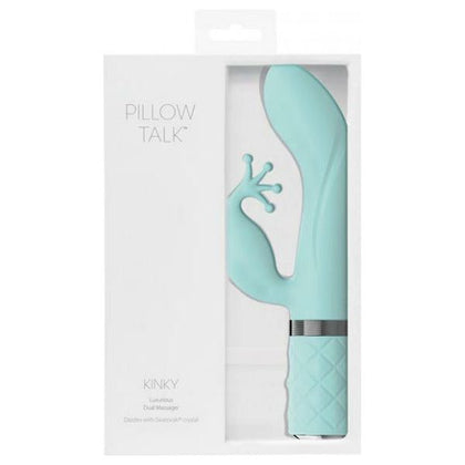 Introducing the Luxurious Pillow Talk Kinky Teal Silicone Clitoral and G-Spot Vibrator for Women - Model PT-KNKY-001 - Adult Naughty Store