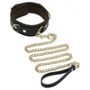 Spartacus BDSM Collar & Leash Set - Brown Leather with Gold Accent Hardware - Unisex Bondage Accessories for Sensual Play - Adult Naughty Store