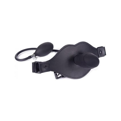 Spartacus Inflatable Silicone Dildo Gag with Hand Pump - Model X1, Black - Unisex Pleasure Toy