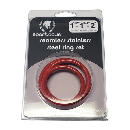 Spartacus Seamless Stainless Steel C-Ring Set - Model SS-3 - Pack of 3 - Male - Enhances Pleasure - Red - Adult Naughty Store