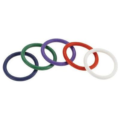 Rainbow Rubber C Ring Set - 5 Per Set - 1.5 Inch - Male - Cock Rings - Black, White, Red, Green, Purple