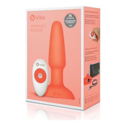 b-Vibe Rimming Plug 2 Anal Rimming Beads Vibrating Toy for P/G-Spot Stimulation - Orange
