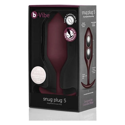 b-Vibe Weighted Snug Plug 5 - 350g Dark Red: The Ultimate Gender-Inclusive Pleasure Amplifier for Intense Anal Stimulation! - Adult Naughty Store