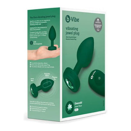 b-Vibe Remote Control Vibrating Jewel Plug (M-L) - Emerald Green: The Ultimate Pleasure Experience for All Genders
