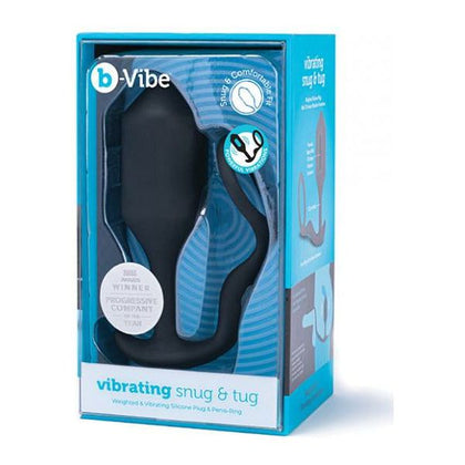 b-Vibe Vibrating Snug & Tug XL - Multi-Sensational Hybrid Sex Toy for Men - Weighted Butt Plug and Penis Ring - Black - Adult Naughty Store